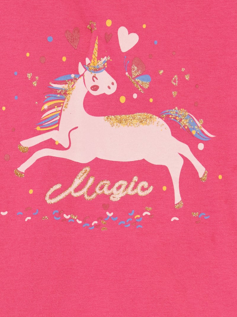 Pijama t-shirt com folhos + calções - 2 peças ROSA - Kiabi