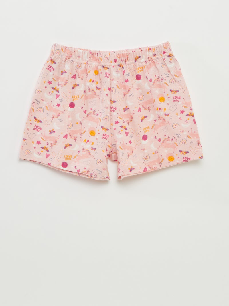 Pijama t-shirt com folhos + calções - 2 peças ROSA - Kiabi
