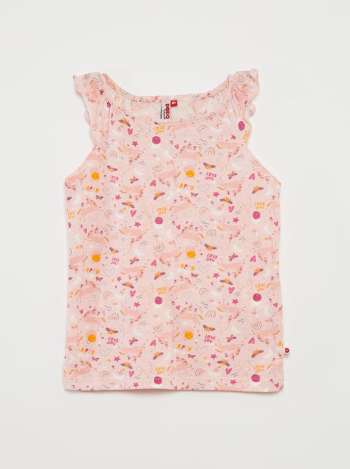 Pijama t-shirt com folhos + calções - 2 peças - Kiabi