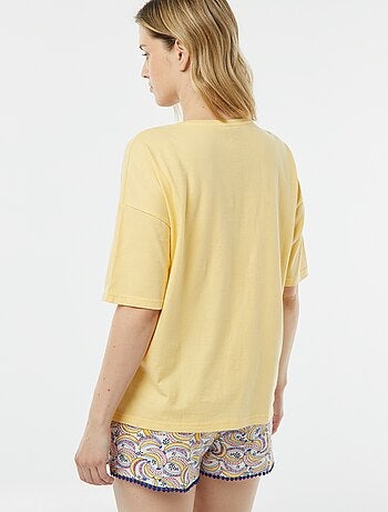 Pijama t-shirt com mensagem + calções estampados