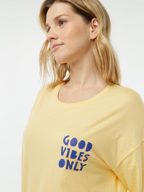 Pijama t-shirt com mensagem + calções estampados - Kiabi