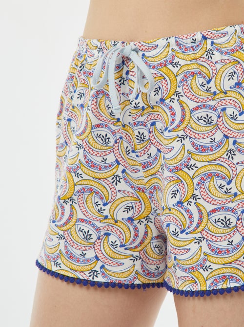 Pijama t-shirt com mensagem + calções estampados - Kiabi