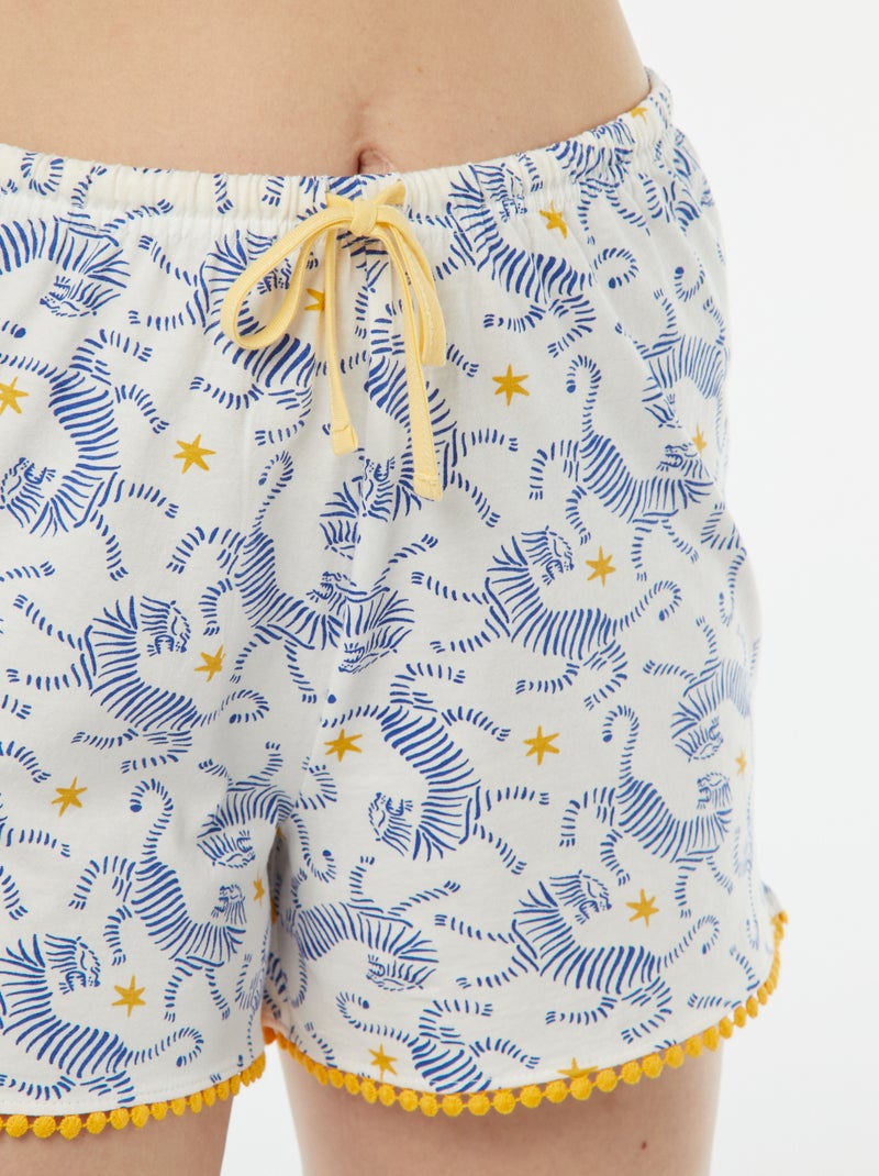 Pijama t-shirt com mensagem + calções estampados AZUL - Kiabi