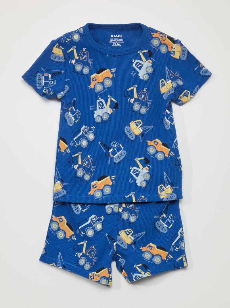 Pijama t-shirt e calções  - 2 peças AZUL - Kiabi