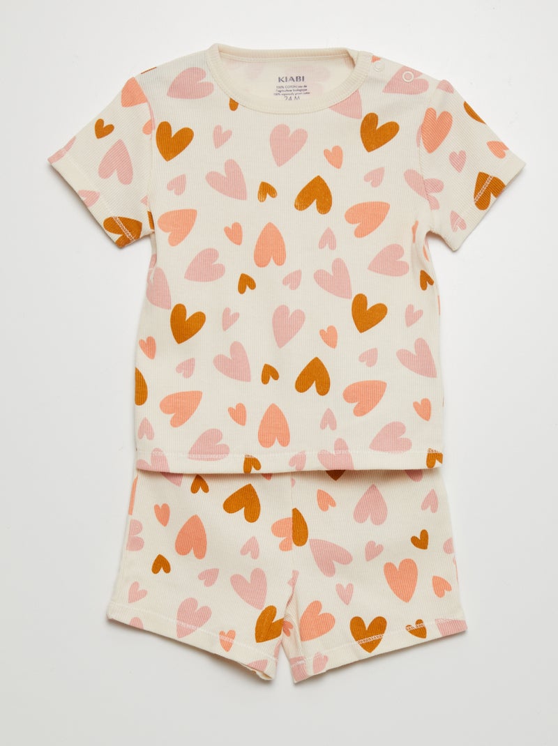 Pijama t-shirt e calções  - 2 peças BEGE - Kiabi