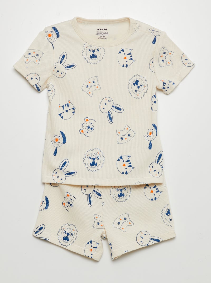 Pijama t-shirt e calções  - 2 peças BRANCO - Kiabi