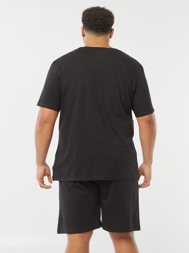 Pijama t-shirt e calções  - 2 peças PRETO - Kiabi