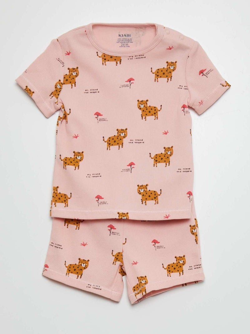 Pijama t-shirt e calções  - 2 peças ROSA - Kiabi