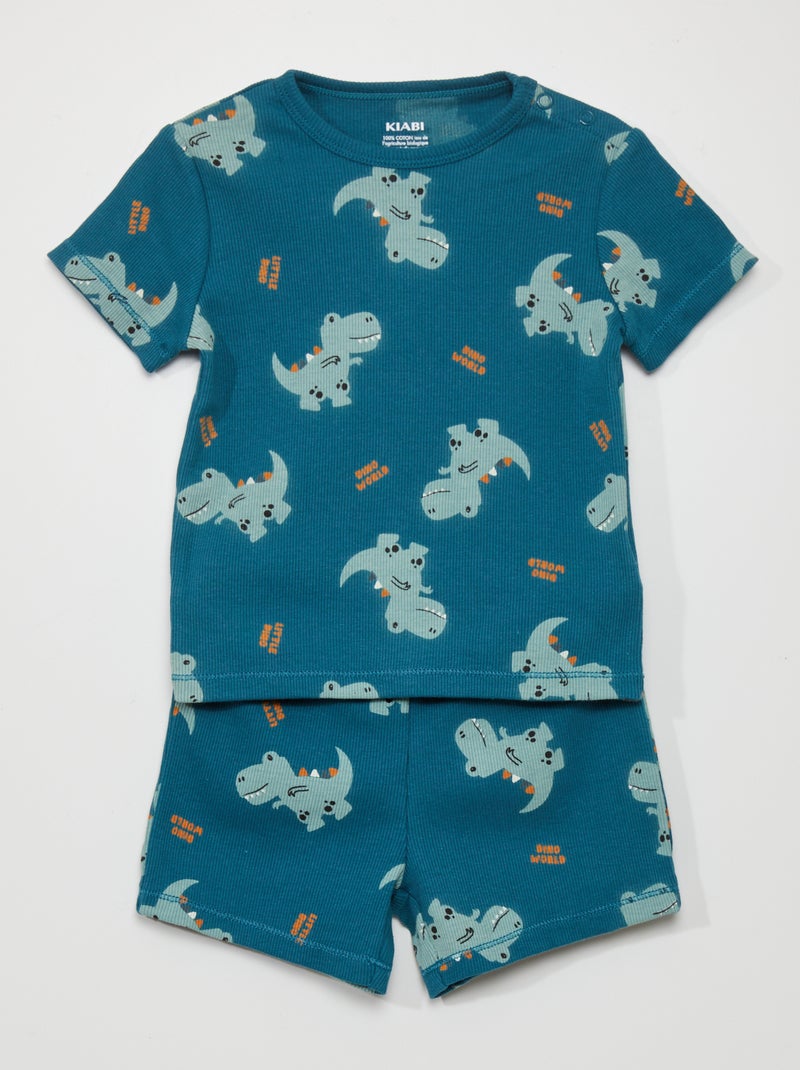 Pijama t-shirt e calções  - 2 peças VERDE - Kiabi