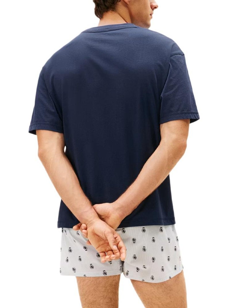 Pijama Tommy Hilfiger Masculino com T-shirt Oversized e Calças de Tecido Marinho Azul-marinho - Kiabi