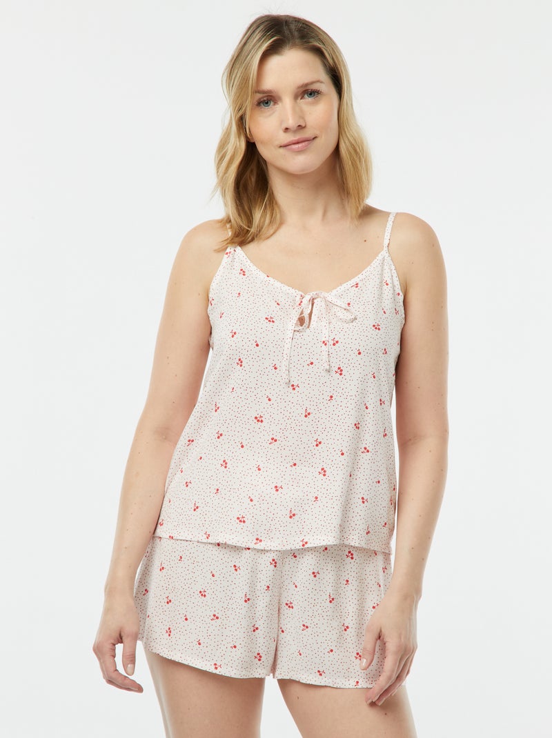 Pijama top + calções estampados BRANCO - Kiabi