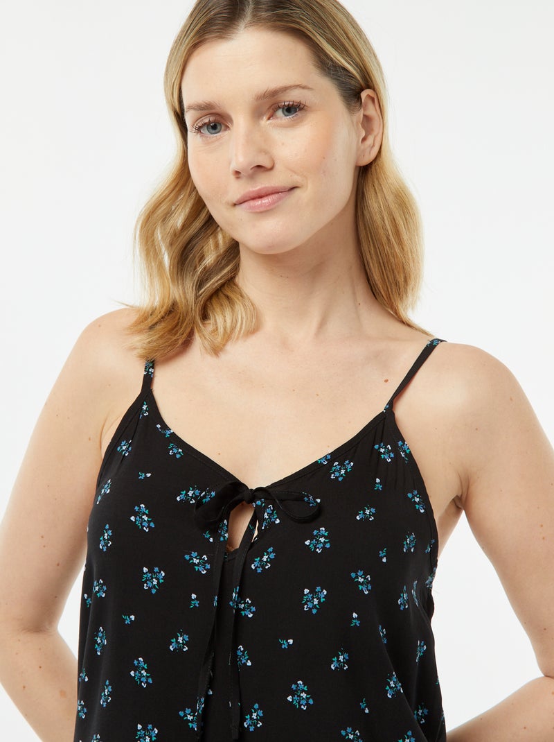 Pijama top + calções estampados PRETO - Kiabi