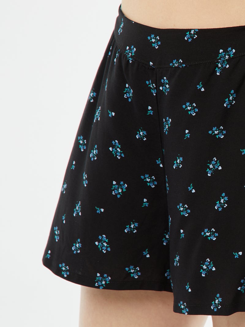 Pijama top + calções estampados PRETO - Kiabi