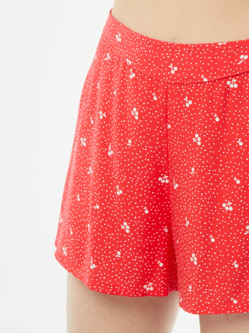 Pijama top + calções estampados VERMELHO - Kiabi