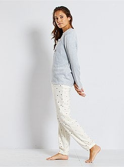 Pijama 'urso' em malha de peluche - Kiabi