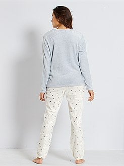 Pijama 'urso' em malha de peluche - Kiabi