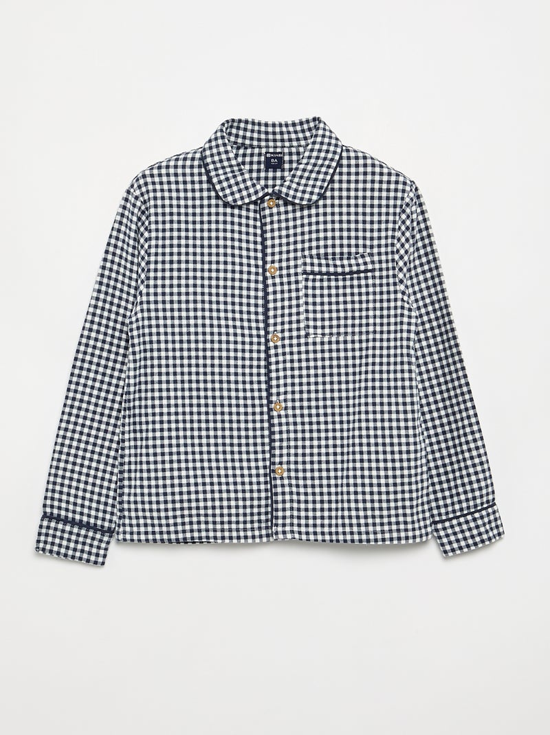 Pijama xadrez de flanela Azul - Kiabi
