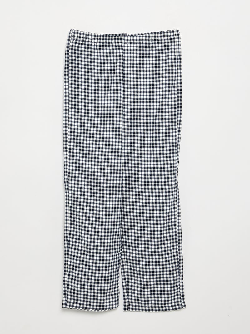 Pijama xadrez de flanela Azul - Kiabi