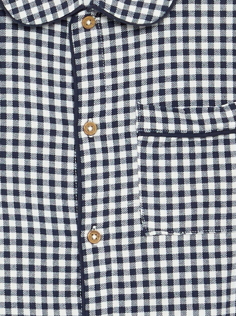 Pijama xadrez de flanela Azul - Kiabi