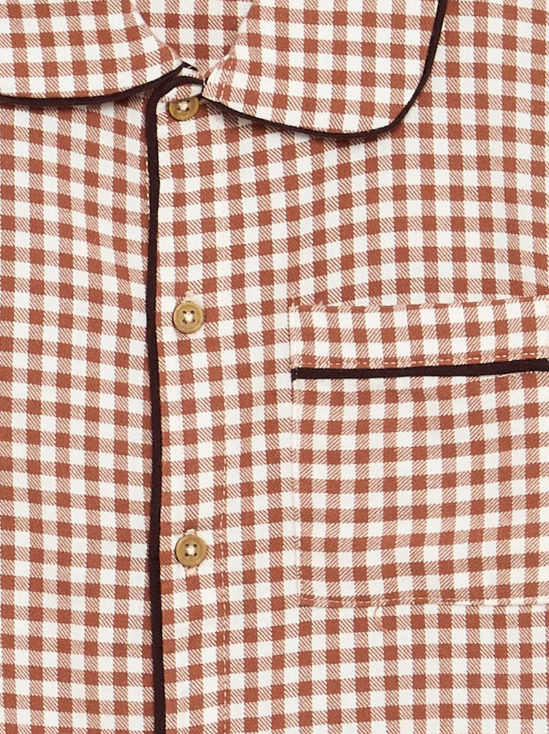 Pijama xadrez de flanela Castanho - Kiabi