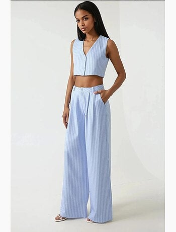 Pika collection colete cropped às riscas ajustado hiccup