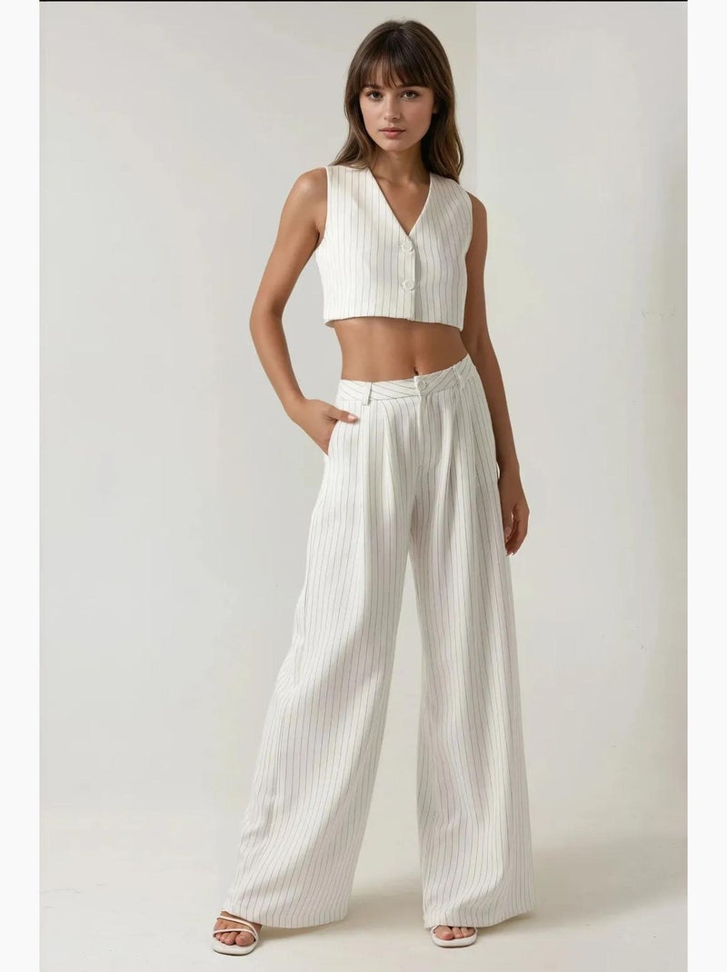 Pika collection colete cropped às riscas ajustado hiccup Branco - Kiabi