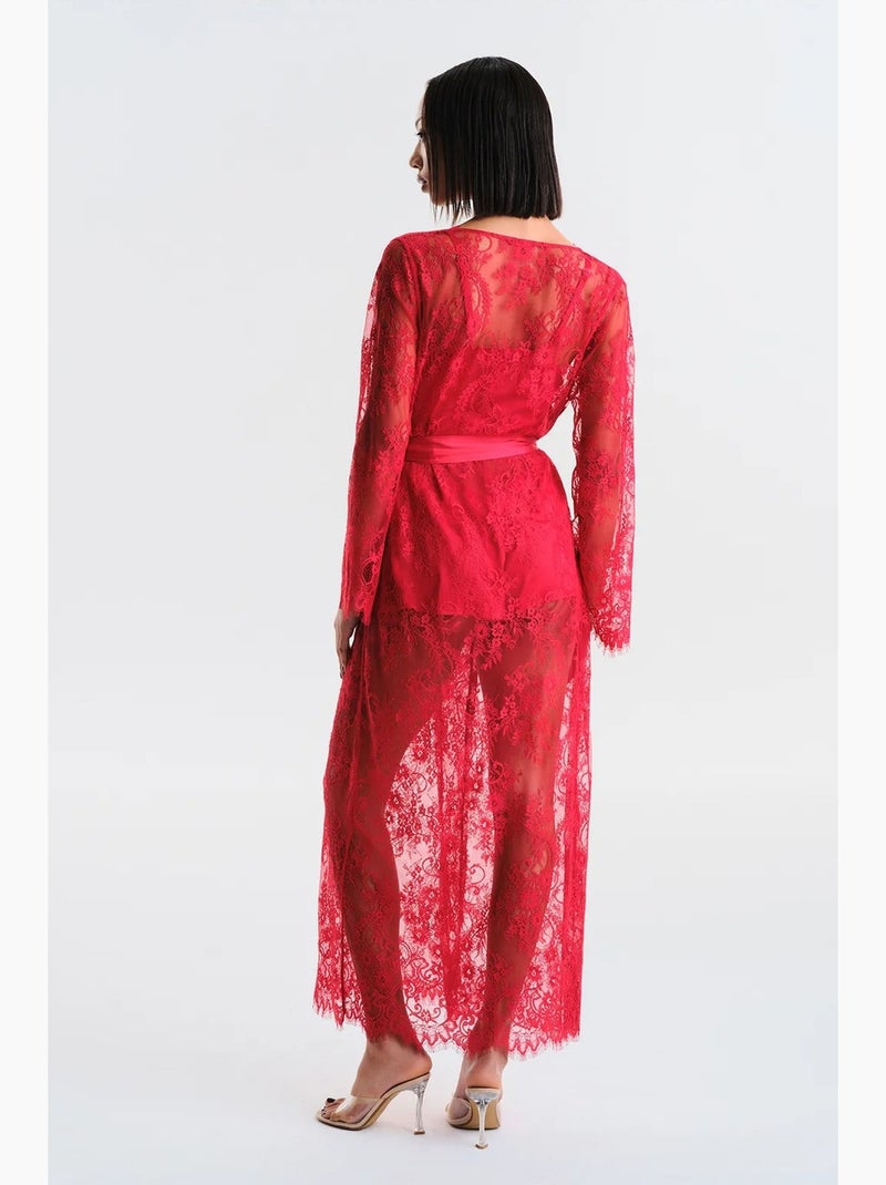 Pirra lace robe coleção privee penti Vermelho - Kiabi