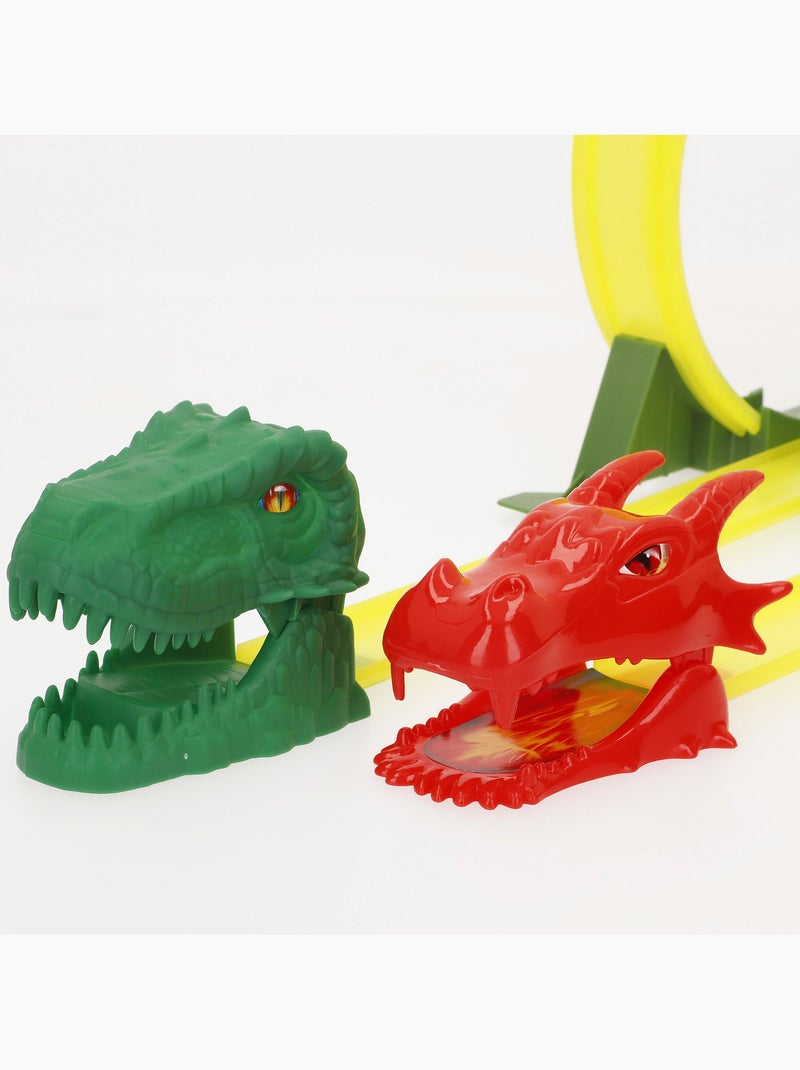 Pista de carros de dinossauro com lançador duplo e dois carros teamsterz N/D - Kiabi
