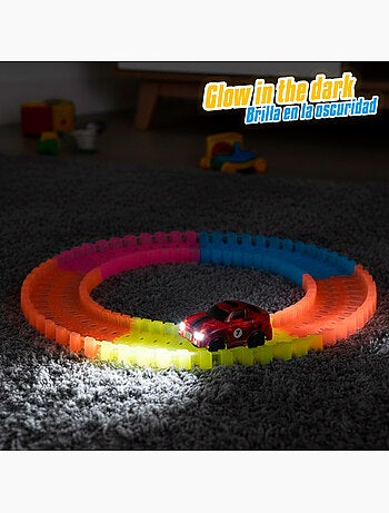 Pista de carros que brilha no escuro 131 peças speed & go