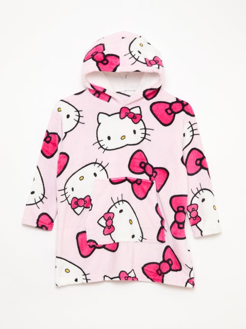 Plaid poncho infantil com capuz polar 'Hello Kitty' - Kiabi