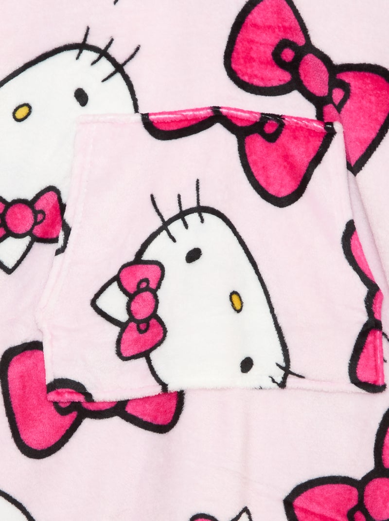 Plaid poncho infantil com capuz polar 'Hello Kitty' Rosa - Kiabi