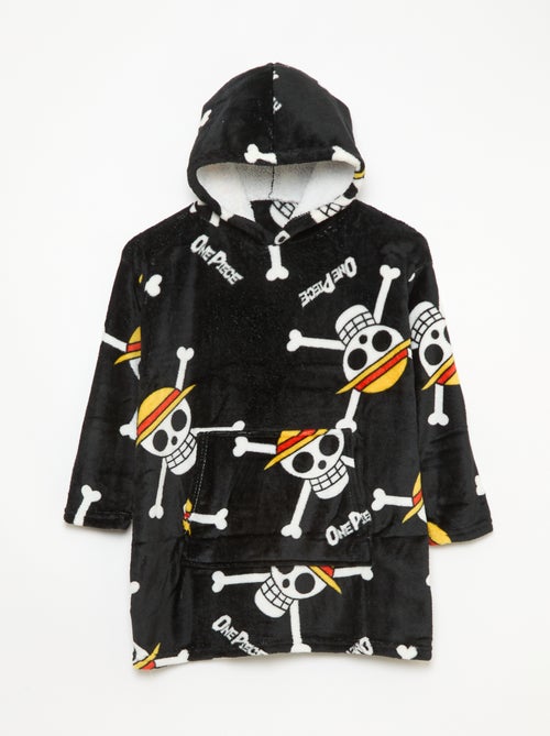 Plaid poncho infantil com capuz polar 'One piece' - Kiabi