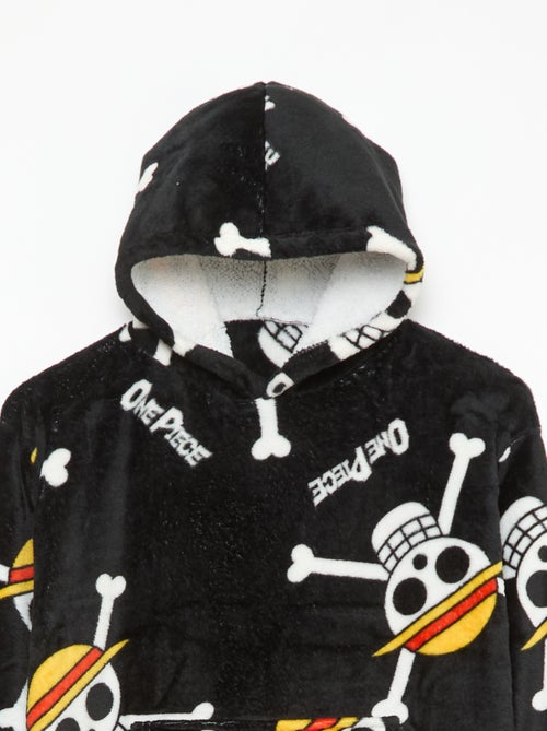 Plaid poncho infantil com capuz polar 'One piece' - Kiabi