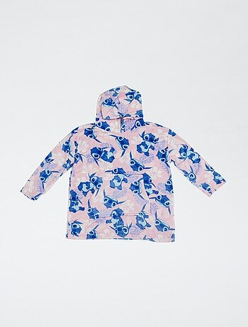 Plaid poncho infantil com capuz polar 'Minnie'