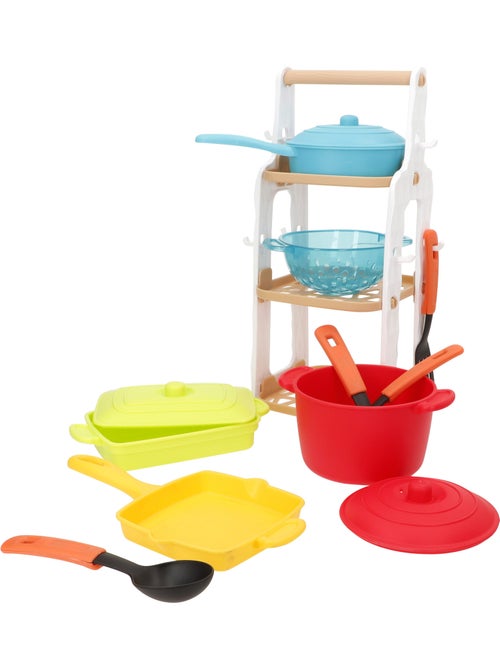 Play conjunto de cozinha infantil de 13 peças com panelas, frigideira, escorredor e utensílios - Kiabi