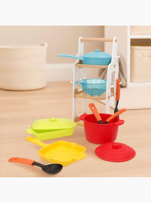 Play conjunto de cozinha infantil de 13 peças com panelas, frigideira, escorredor e utensílios - Kiabi