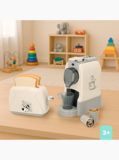 Play conjunto torradeira e máquina de café de brinquedo com luz e som - Kiabi