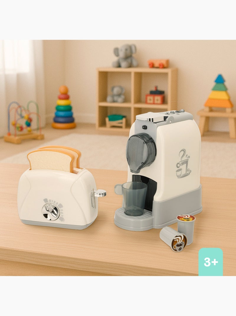 Play conjunto torradeira e máquina de café de brinquedo com luz e som N/D - Kiabi