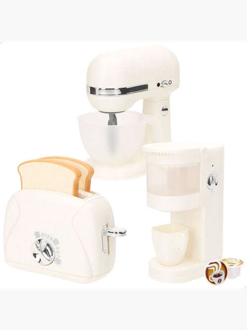 Play conjunto torradeira, liquidificador e máquina de café de brinquedo com luz e som - Kiabi Play conjunto torradeira, liquidificador e máquina de café de brinquedo com luz e som - Kiabi