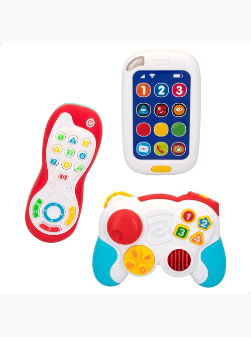 Play set de comandos de brinquedos para bebê e telefone c/luz e som - Kiabi Play set de comandos de brinquedos para bebê e telefone c/luz e som - Kiabi