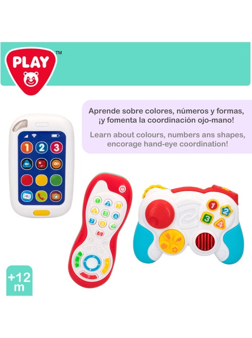 Play set de comandos de brinquedos para bebê e telefone c/luz e som - Kiabi Play set de comandos de brinquedos para bebê e telefone c/luz e som - Kiabi