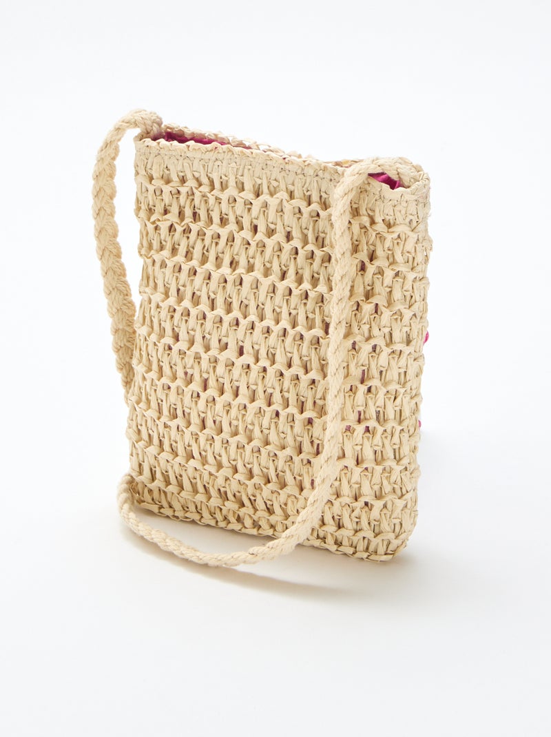 Pochette para telemóvel entrançada Rosa - Kiabi