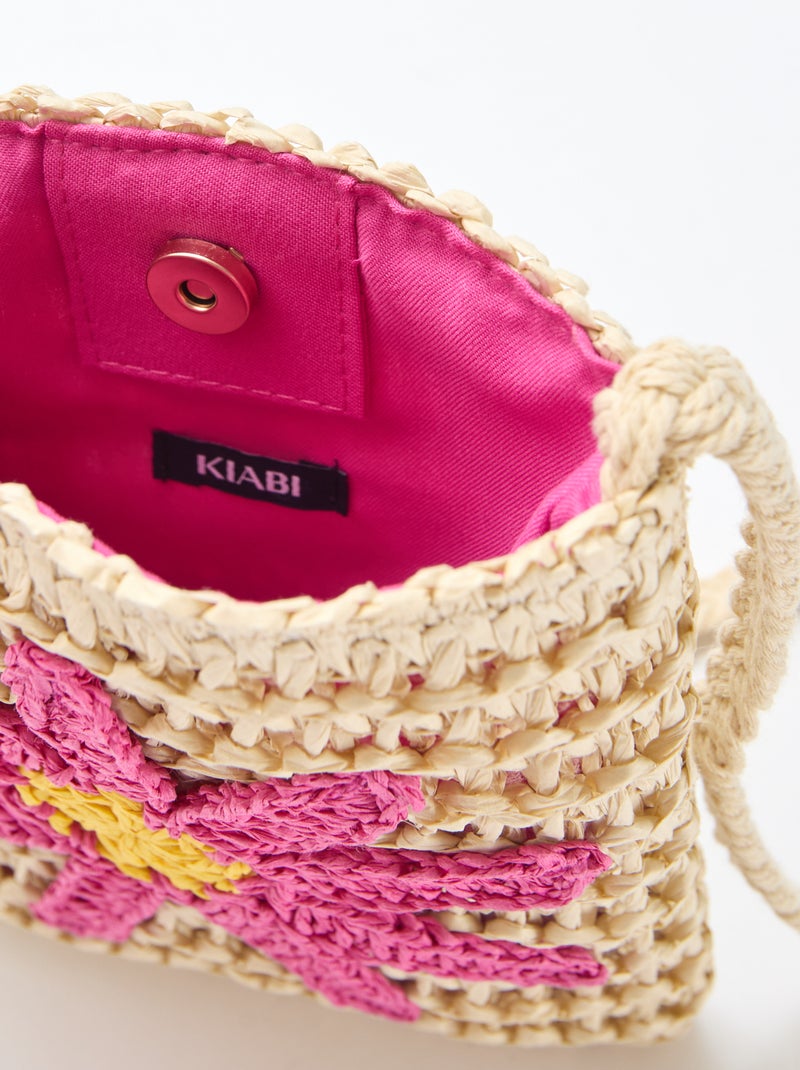 Pochette para telemóvel entrançada Rosa - Kiabi