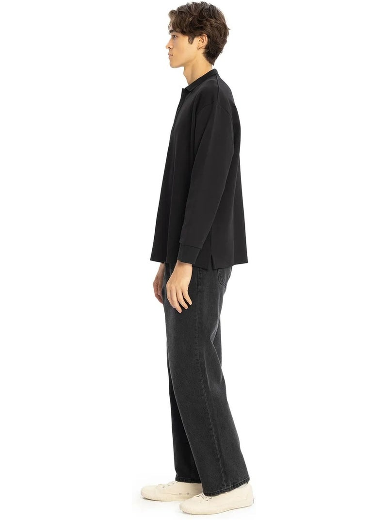 Polo abotoado reto giesto Preto - Kiabi