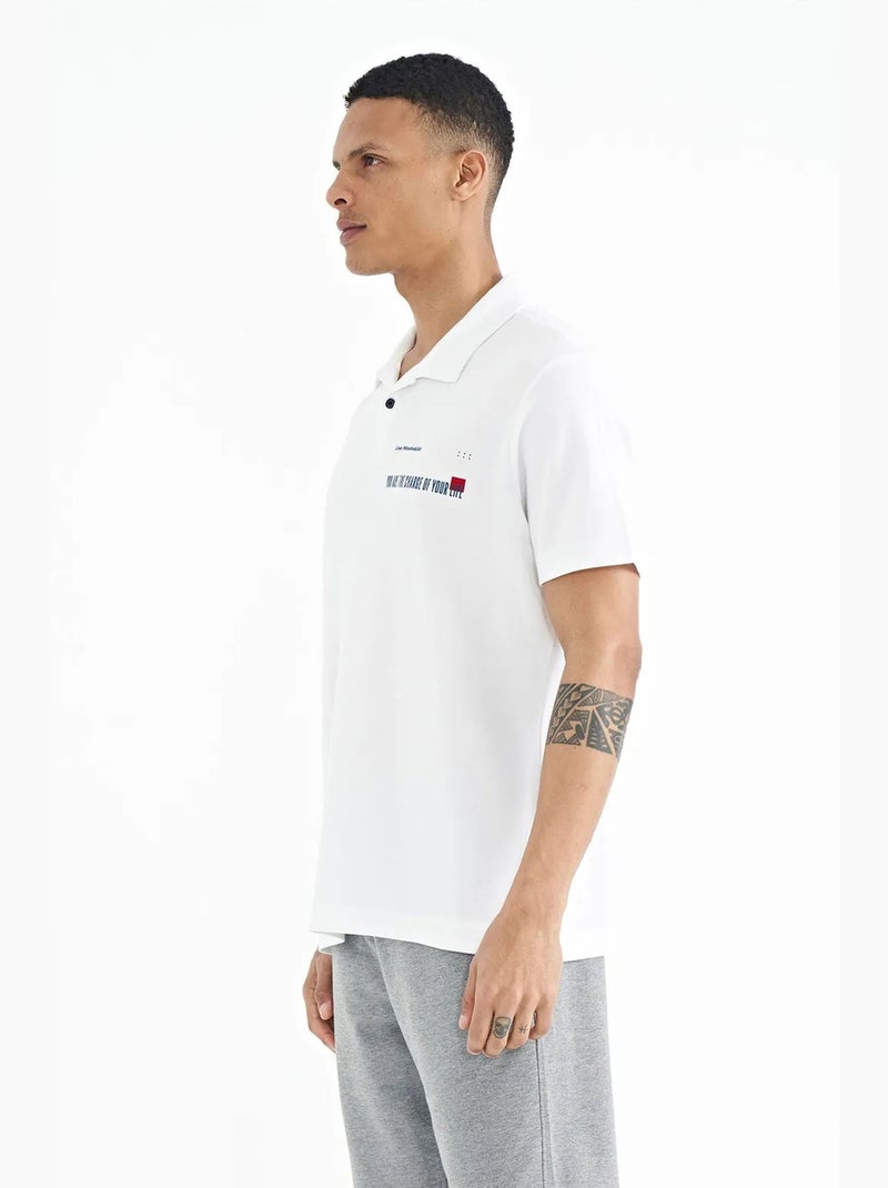 Polo algodão com estampa texto tommy Branco - Kiabi