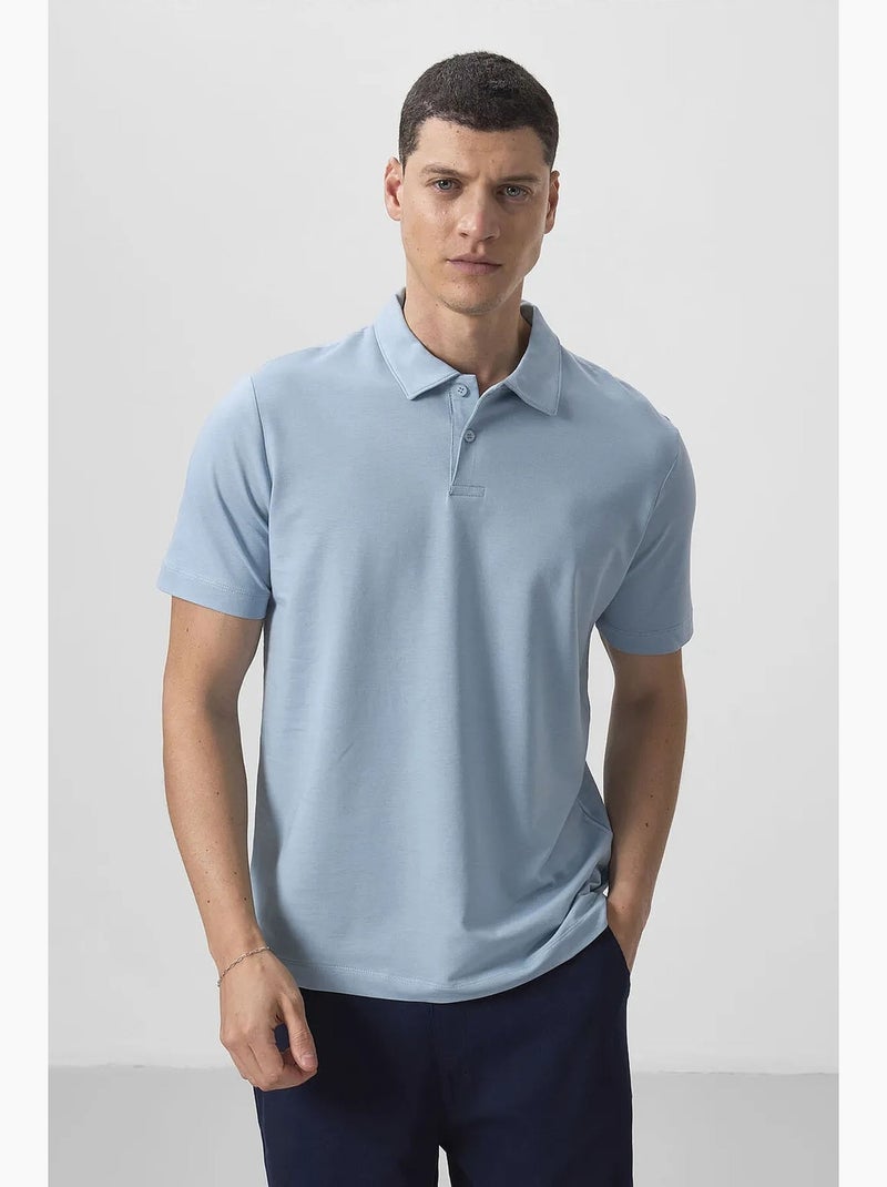 Polo algodão elastano tommy Azul-céu - Kiabi