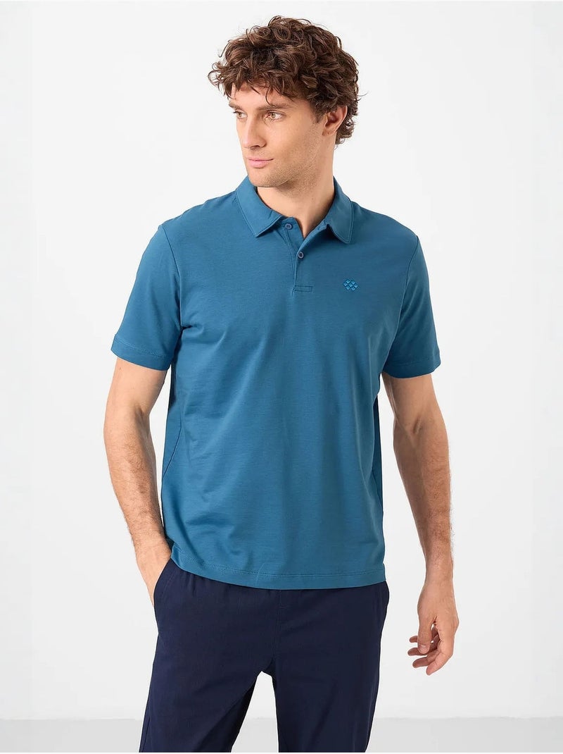 Polo algodão elastano tommy Azul - Kiabi