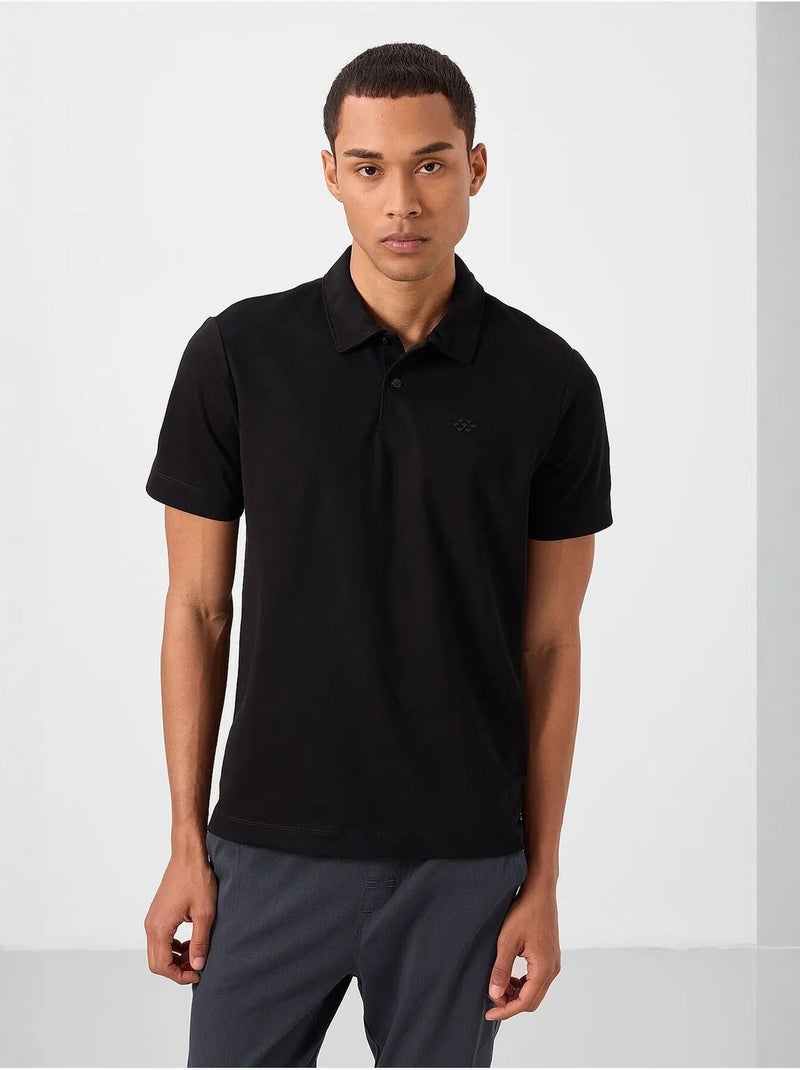 Polo algodão elastano tommy Preto - Kiabi