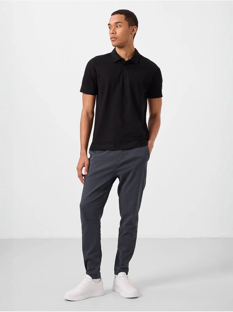 Polo algodão elastano tommy Preto - Kiabi