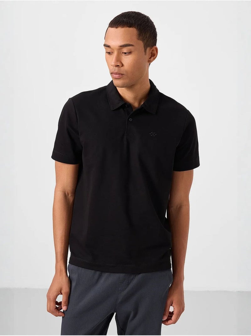 Polo algodão elastano tommy Preto - Kiabi